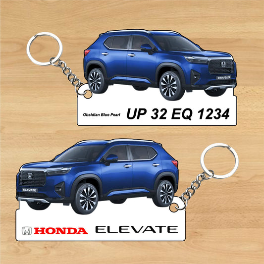 ELEVATE - Personalized Honda Car Keychain - Wood, Acrylic, Metal Printed