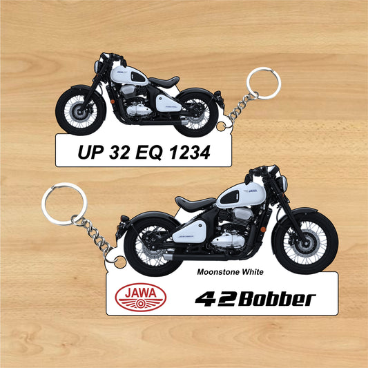 Jawa 42 Bobber - Personalized Jawa Keychain - Wood, Acrylic, Metal Printed