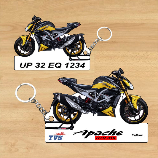 Apache RTR 310 - Personalized TVS Keychain - Wood, Acrylic, Metal Printed