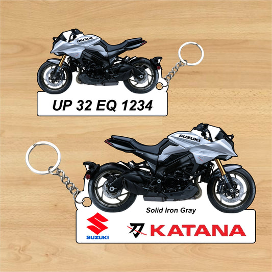 KATANA - Personalized Suzuki Keychain - Wood, Acrylic, Metal Printed