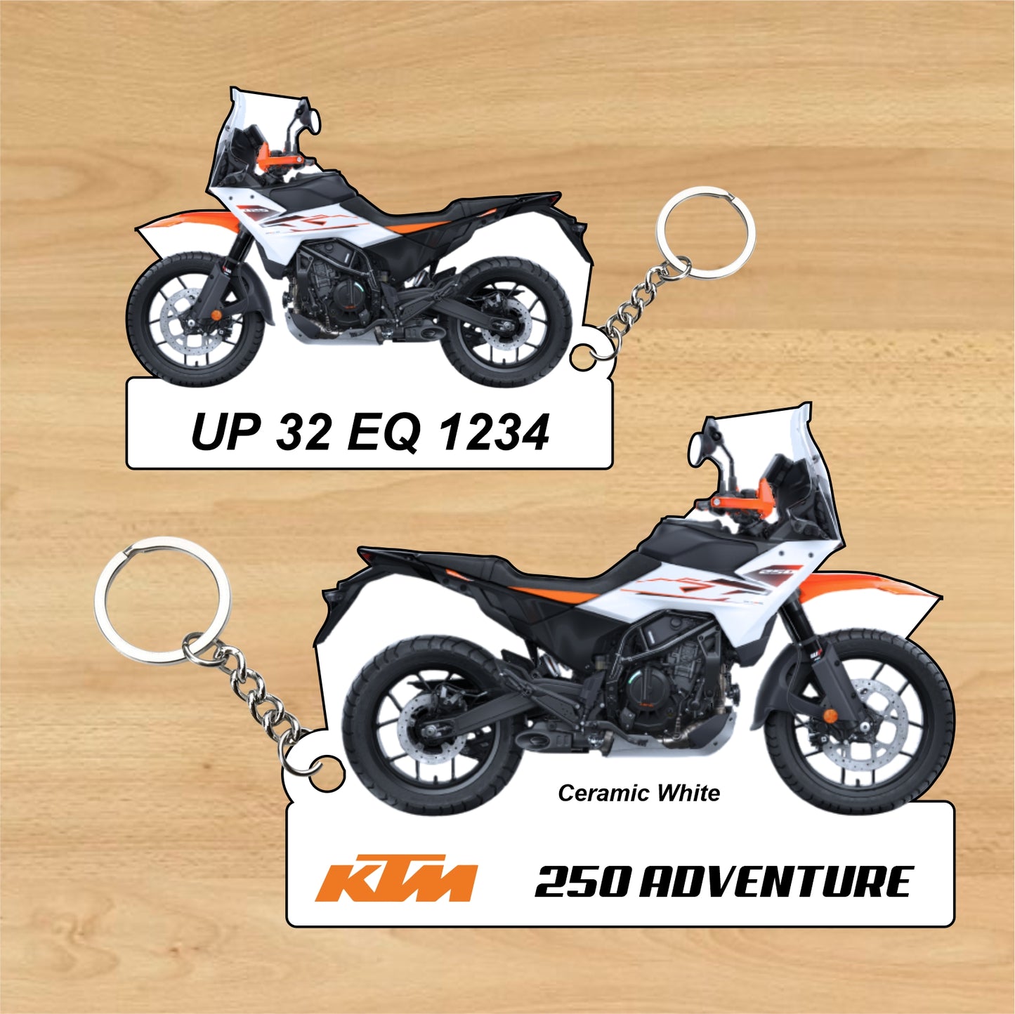 KTM 250 ADVENTURE - Personalized KTM Keychain - Wood, Acrylic, Metal Printed