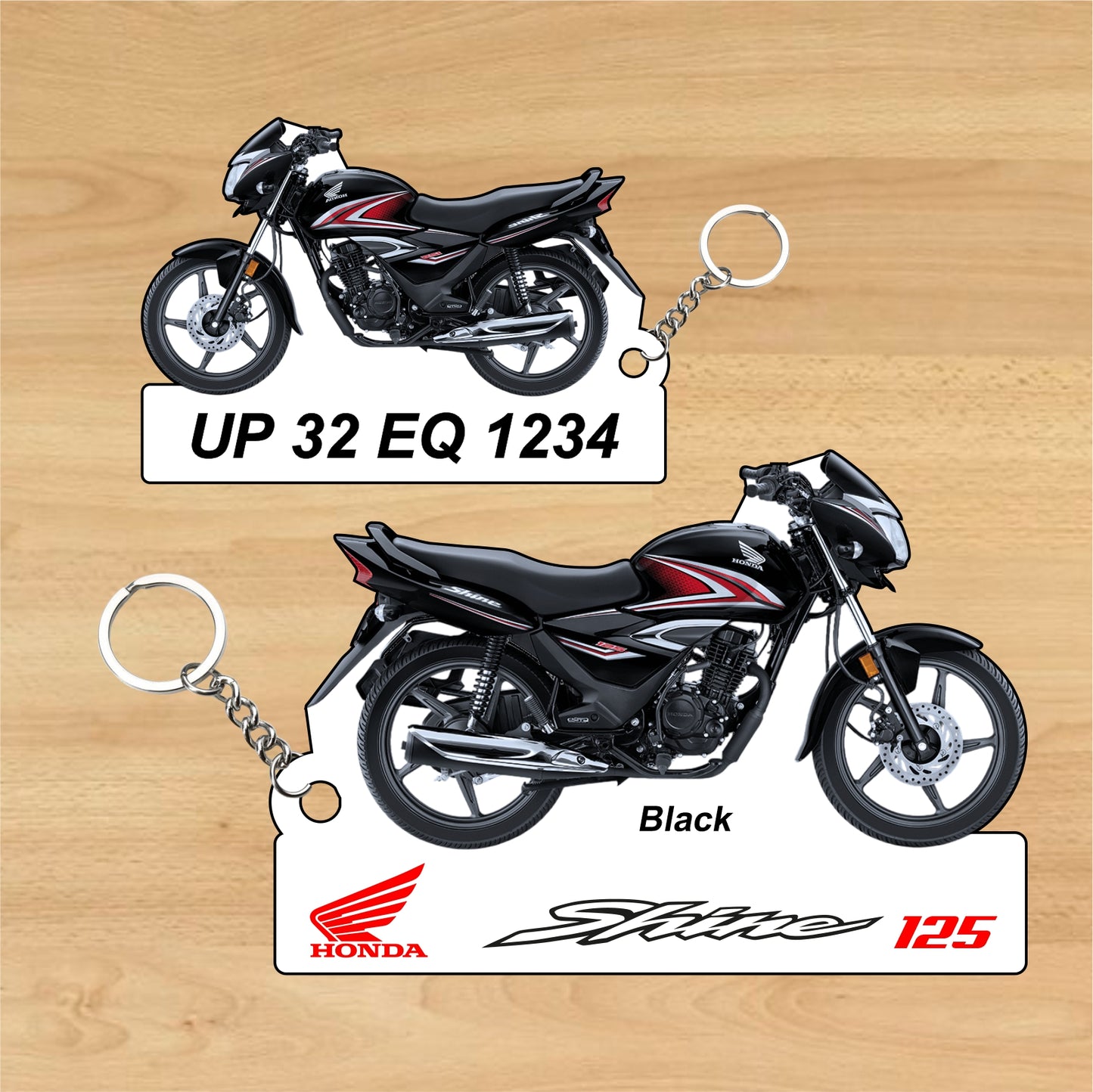 Shine 125 - Personalized Honda Keychain - Wood, Acrylic, Metal Printed