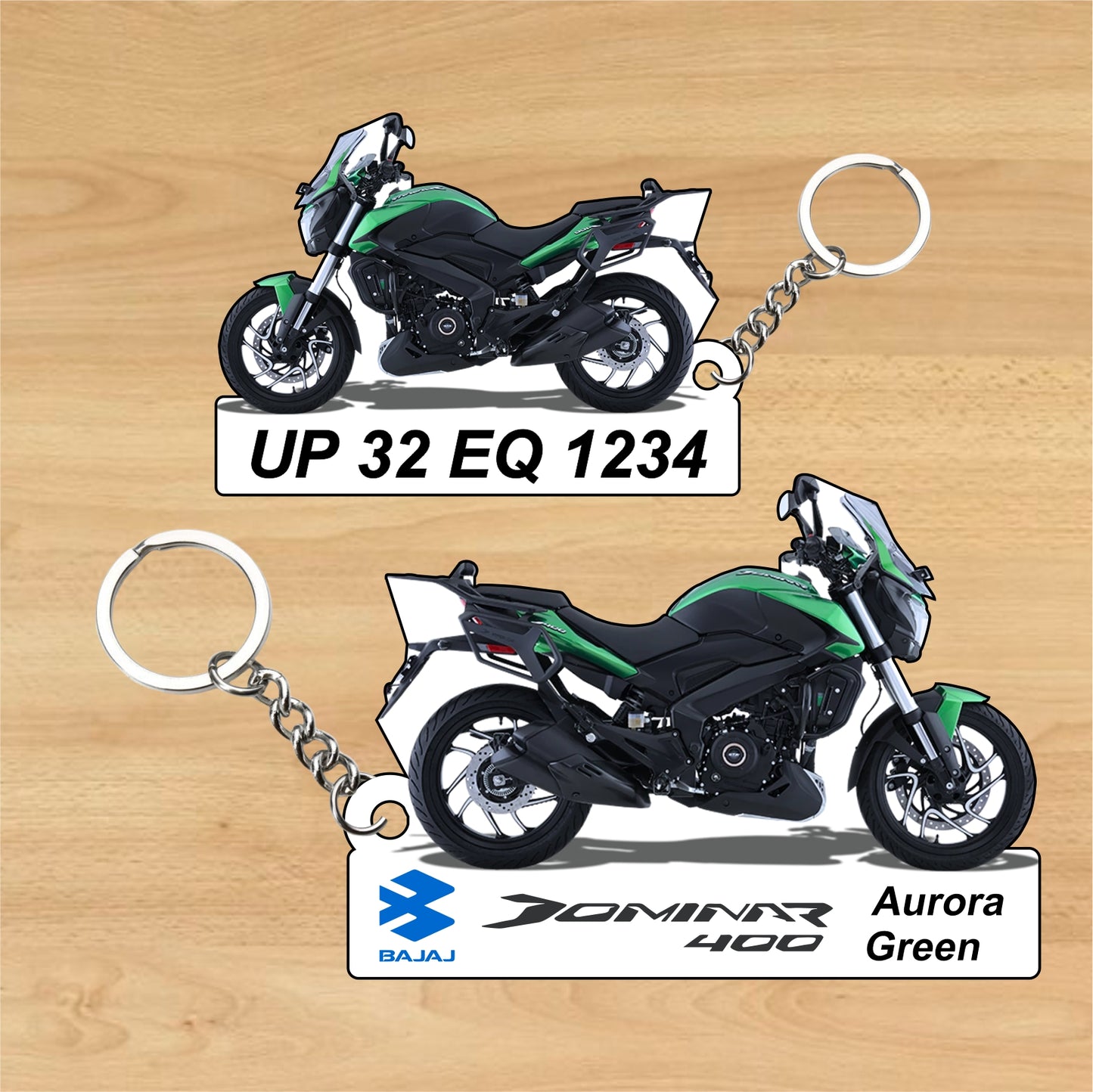 Dominar 400 - Personalized Bajaj Keychain - Wood, Acrylic, Metal Printed