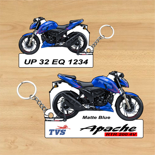 Apache RTR 200 4v - Personalized TVS Keychain - Wood, Acrylic, Metal Printed