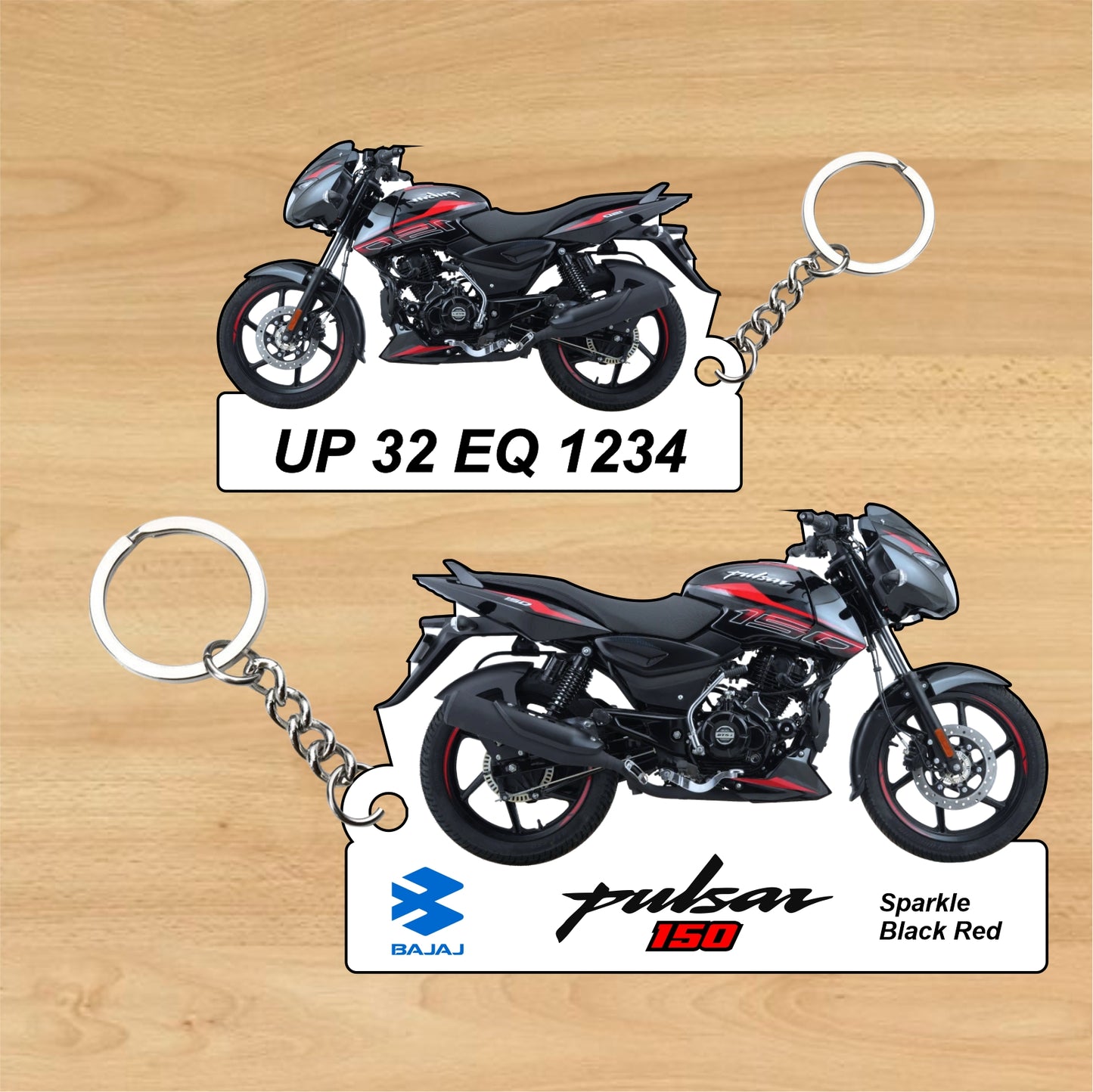 Pulsar 150 - Personalized Bajaj Keychain - Wood, Acrylic, Metal Printed