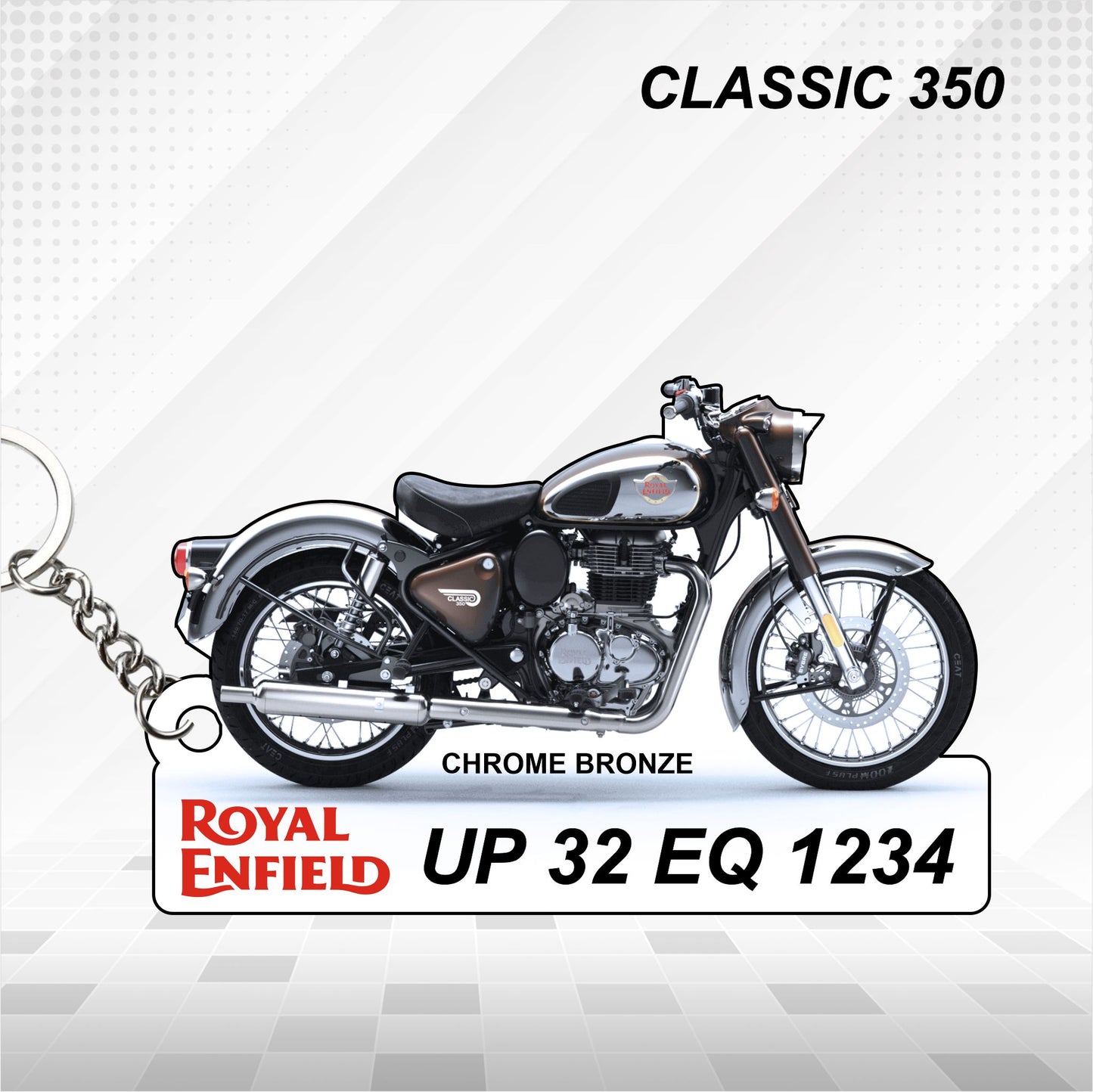 Classic 350 - Personalized Royal Enfield Keychain - Wood, Acrylic, Metal Printed