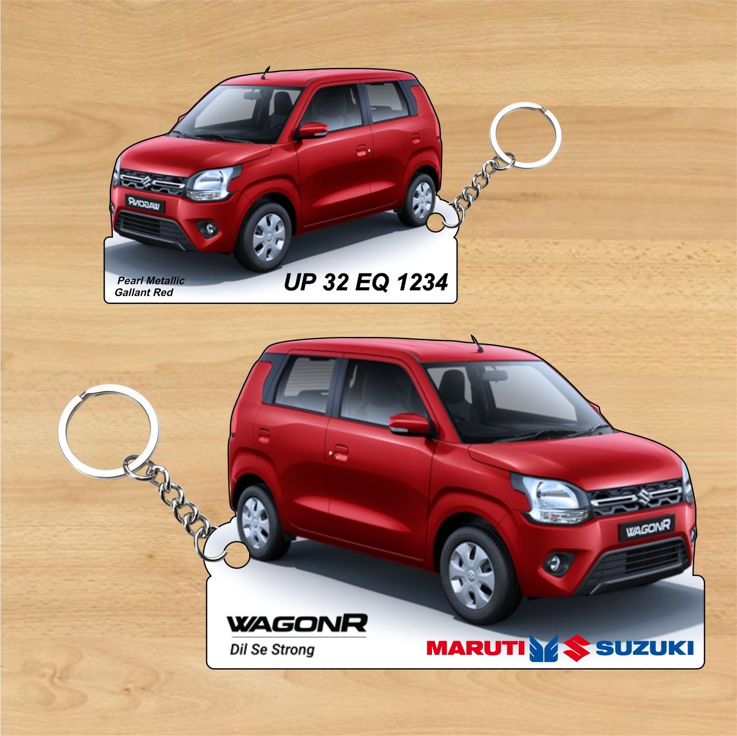 WagonR - Personalized Maruti Suzuki Keychain - Wood, Acrylic, Metal Printed