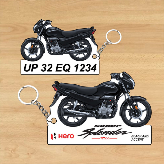 Hero Super Splendor 125cc - Personalized Hero Keychain - Wood, Acrylic, Metal Printed
