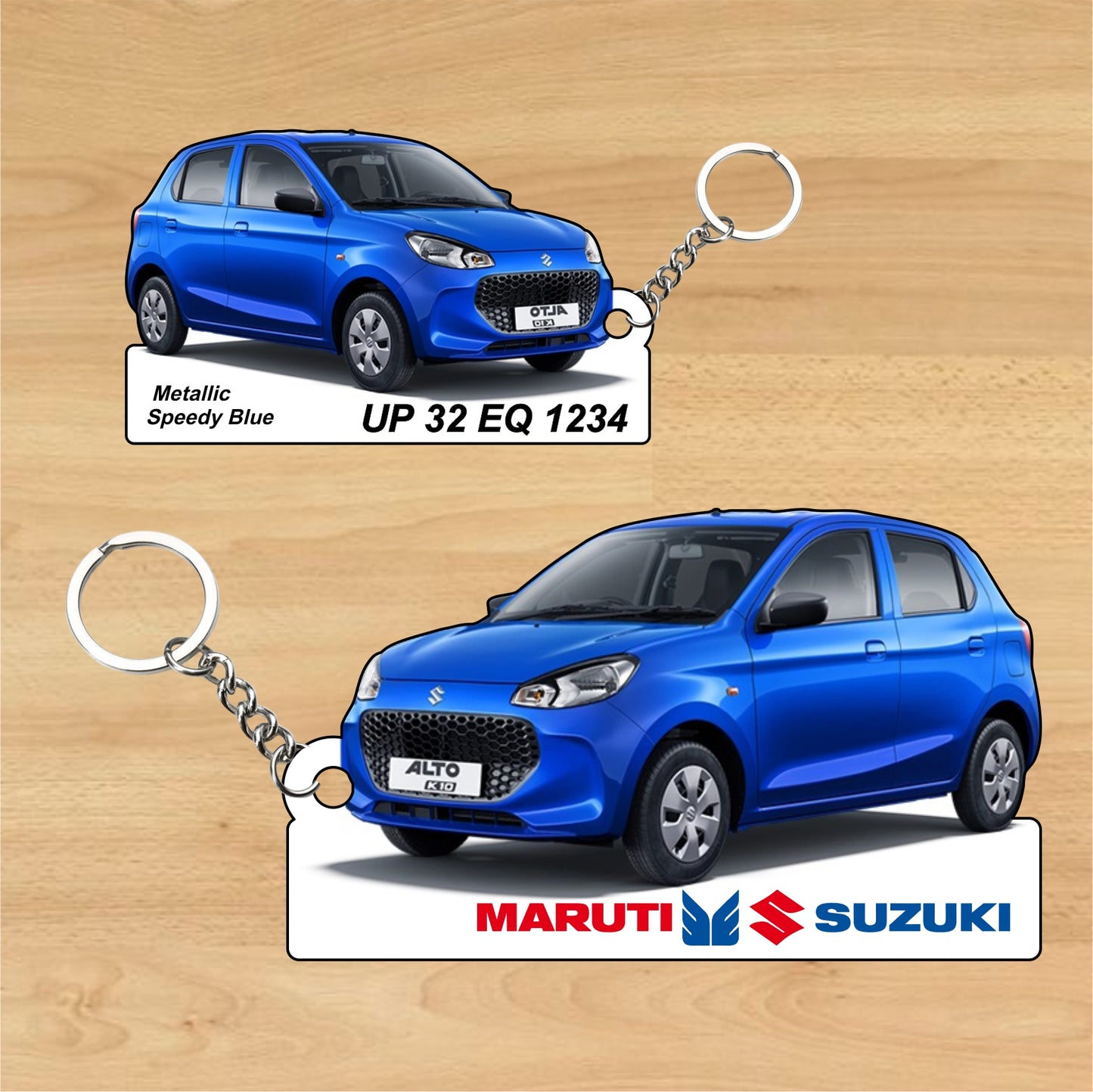 Alto K10 - Personalized Maruti Suzuki Two-Sided Sublimation Keychain