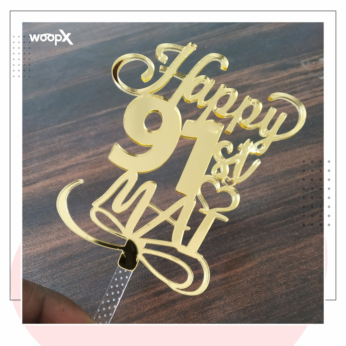 Customized Happy Birthday Acrylic Cake Topper - Gold