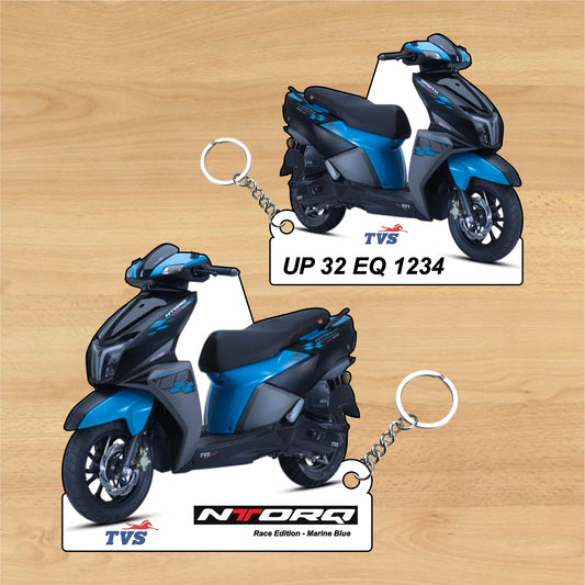 TVS Ntorq - Personalized TVS Keychain - Wood, Acrylic, Metal Printed