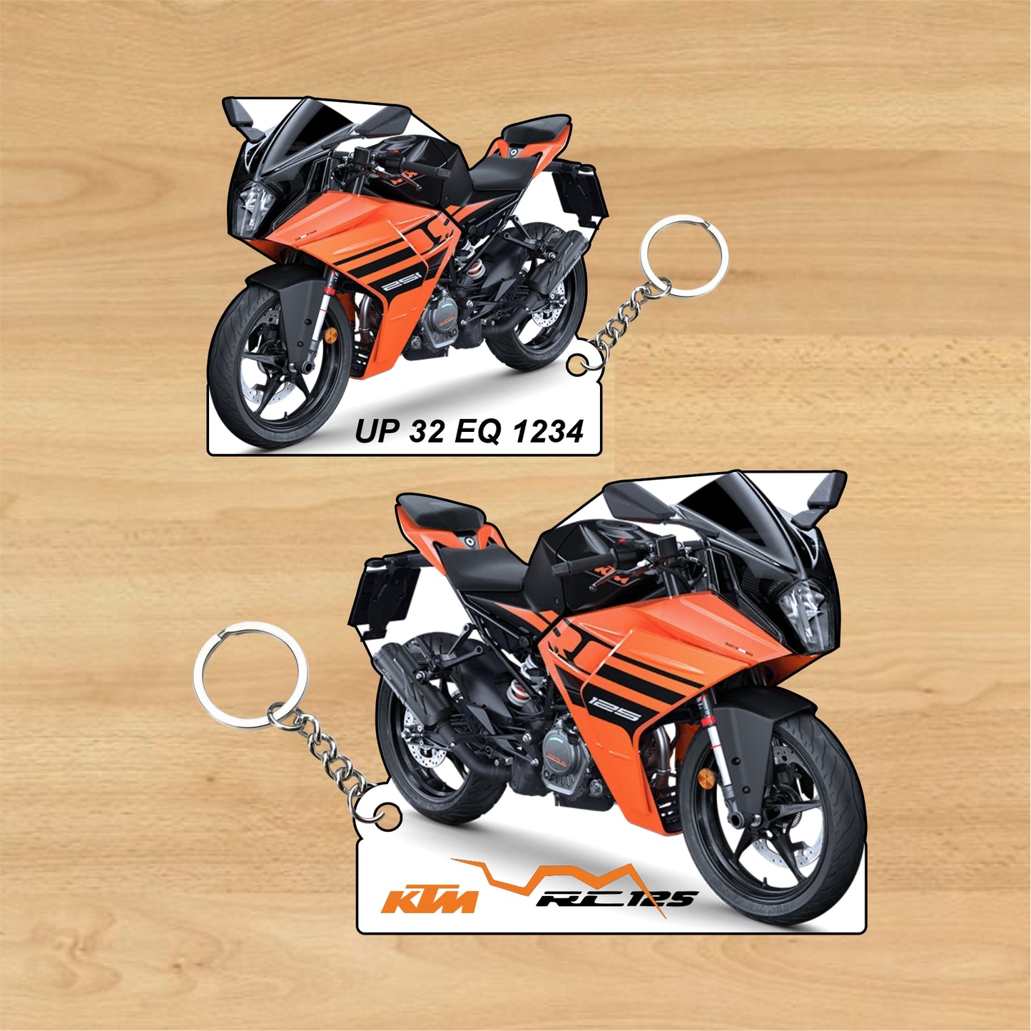 KTM RC 125 - Personalized KTM Keychain - Wood, Acrylic, Metal Printed