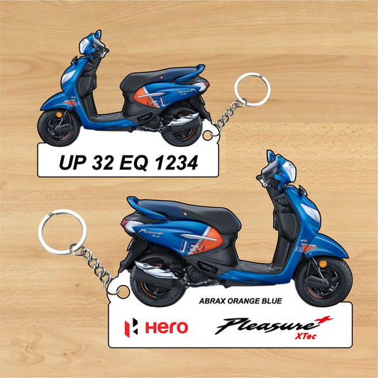 Hero Pleasure+ Xtec 110cc - Personalized Hero Keychain - Wood, Acrylic, Metal Printed