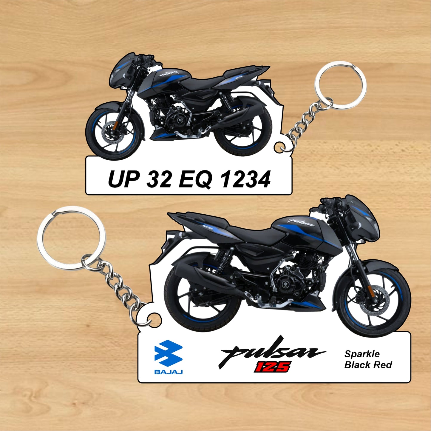 Pulsar 125 - Personalized Bajaj Keychain - Wood, Acrylic, Metal Printed