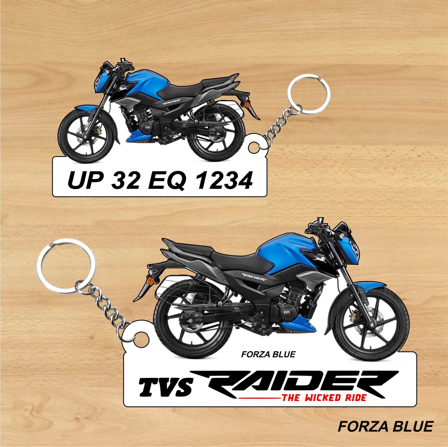 TVS Raider 125 CC - Personalized Two-Sided Sublimation Keychain