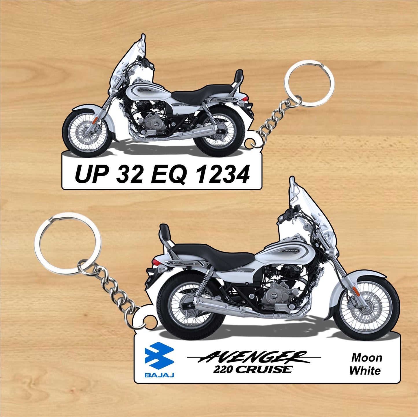 Avenger 220 Cruise - Personalized Bajaj Keychain - Wood, Acrylic, Metal Printed