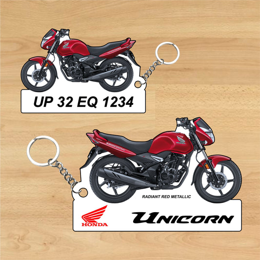 Unicorn - Personalized Honda Keychain - Wood, Acrylic, Metal Printed