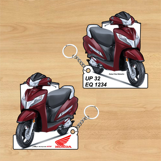 Activa 125 BS VI - Personalized Honda Keychain - Wood, Acrylic, Metal Printed