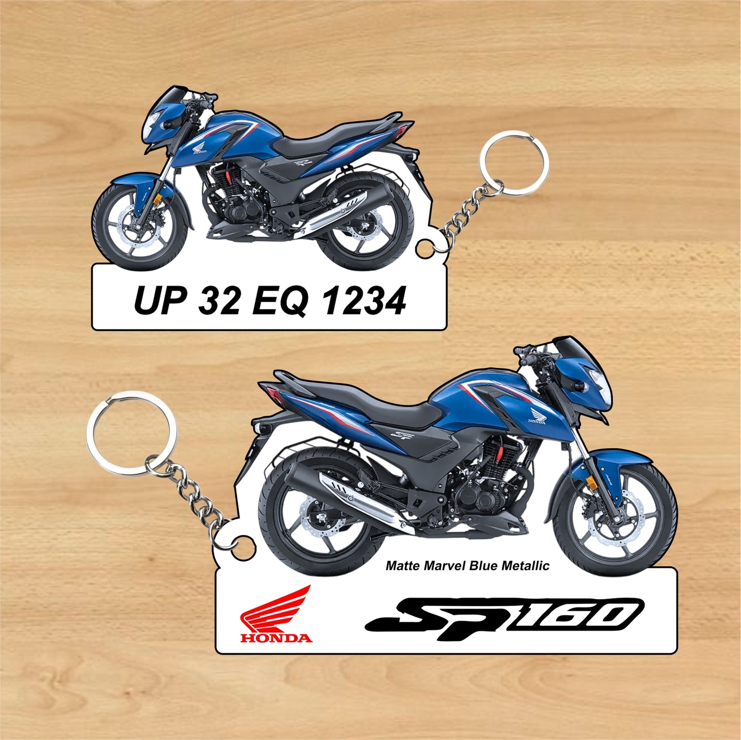SP 160 - Personalized Honda Keychain - Wood, Acrylic, Metal Printed