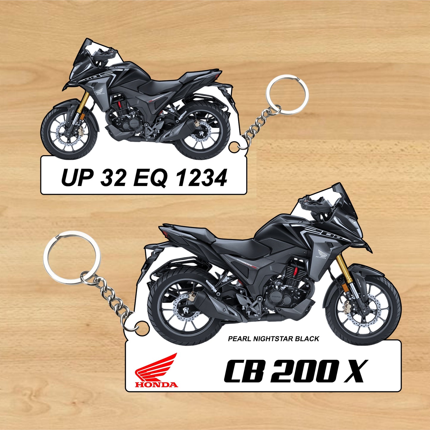 CB 200X - Personalized Honda Keychain - Wood, Acrylic, Metal Printed