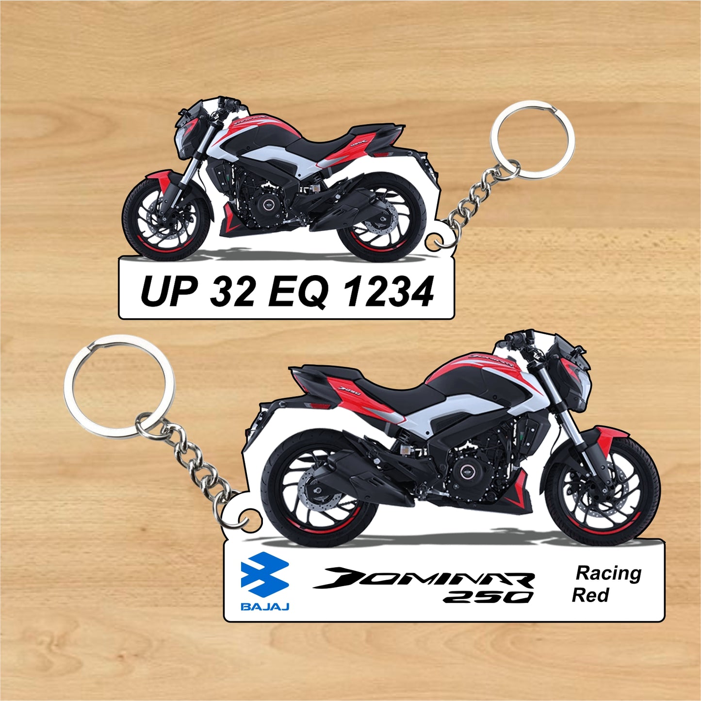 Dominar 250 - Personalized Bajaj Keychain - Wood, Acrylic, Metal Printed