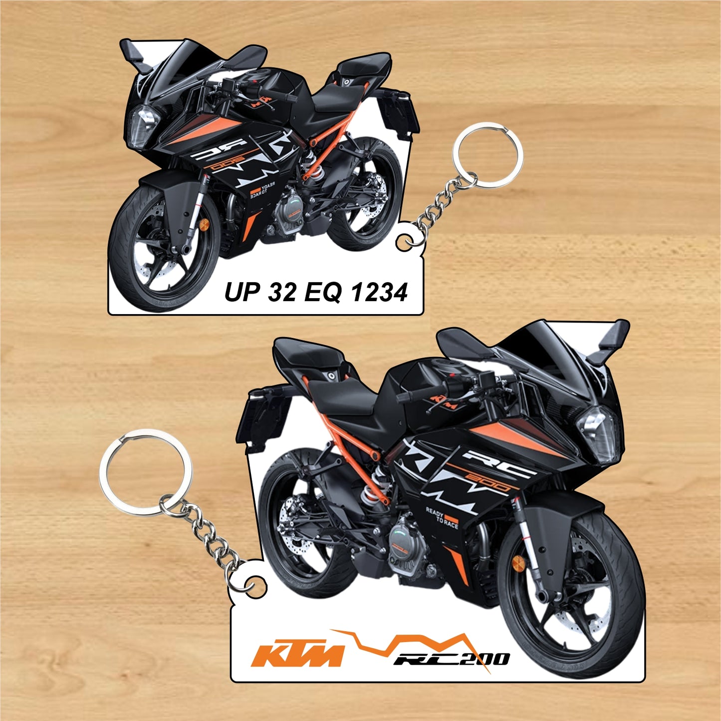 KTM RC 200 - Personalized KTM Keychain - Wood, Acrylic, Metal Printed