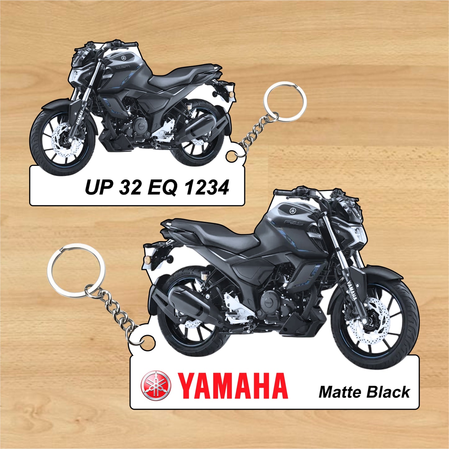 FZ-S Fi - Personalized Yamaha Keychain - Wood, Acrylic, Metal Printed