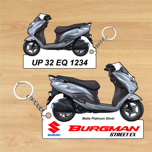 Burgman Street EX - Personalized Suzuki Keychain - Wood, Acrylic, Metal Printed
