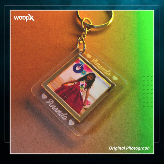 Customized Engraved Transparent Acrylic Keychain - Personalized Keepsake with Photo & Bike Number