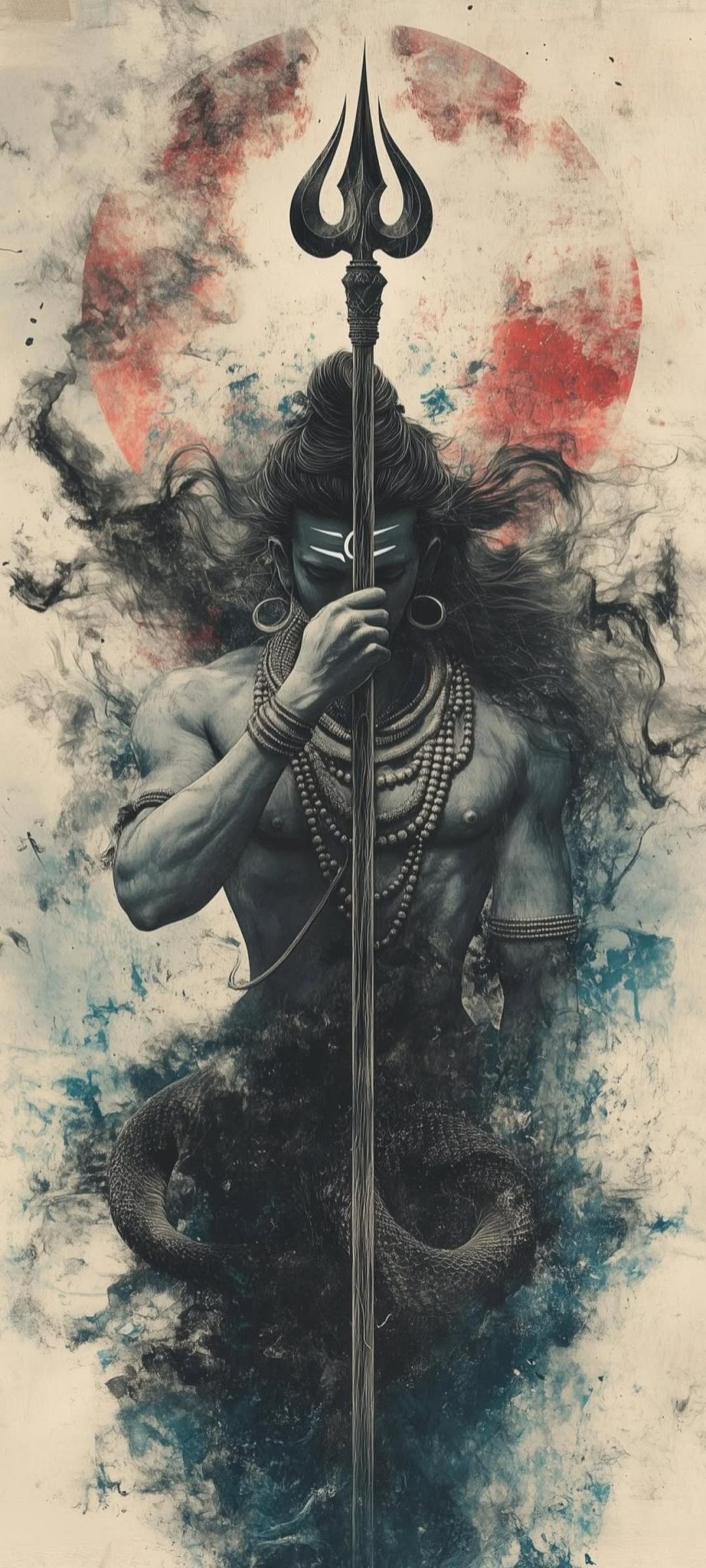 Lord Shiva Trishul Abstract Acrylic Wall Art