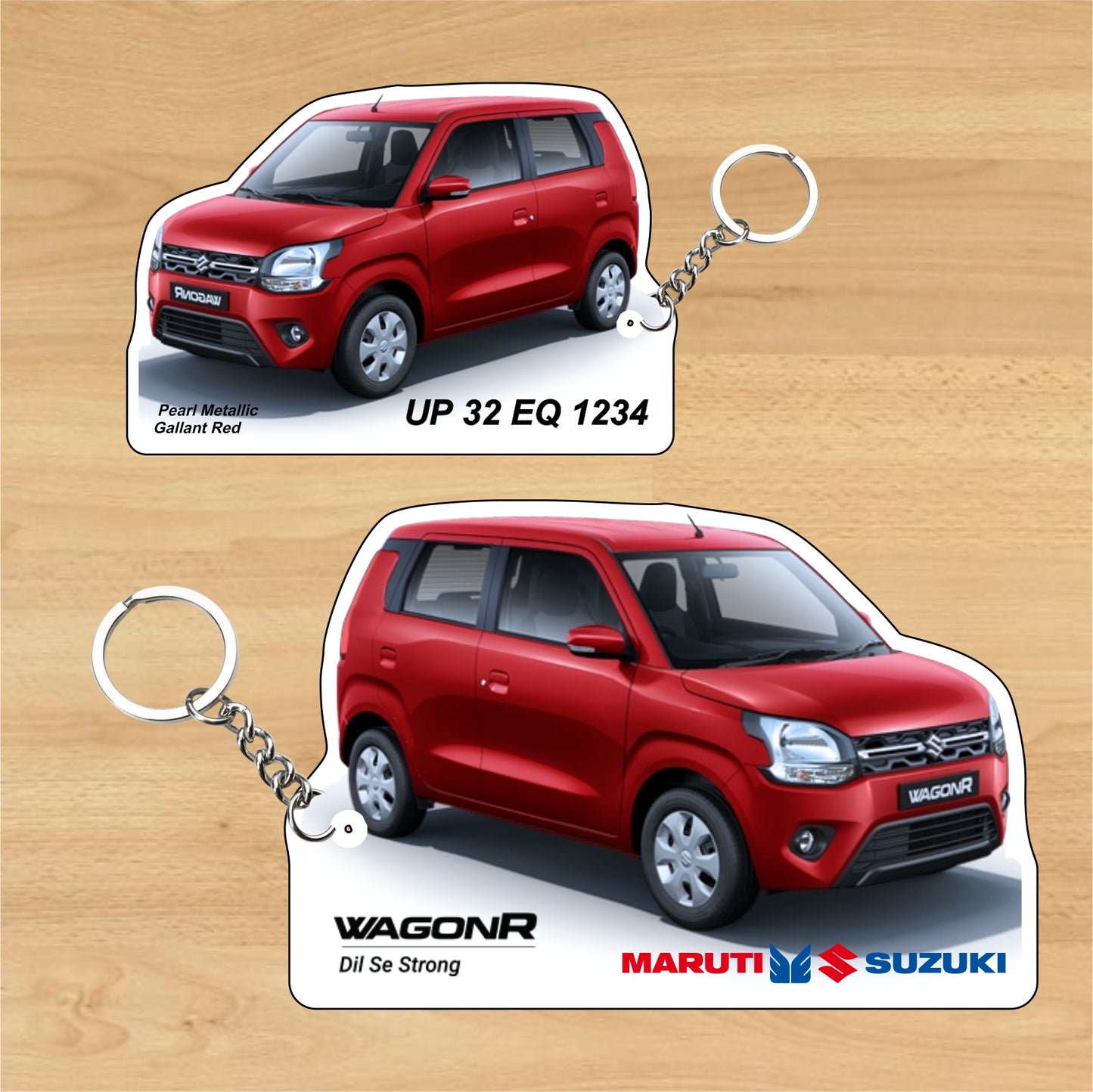 WagonR - Personalized Maruti Suzuki Keychain - Wood, Acrylic, Metal Printed
