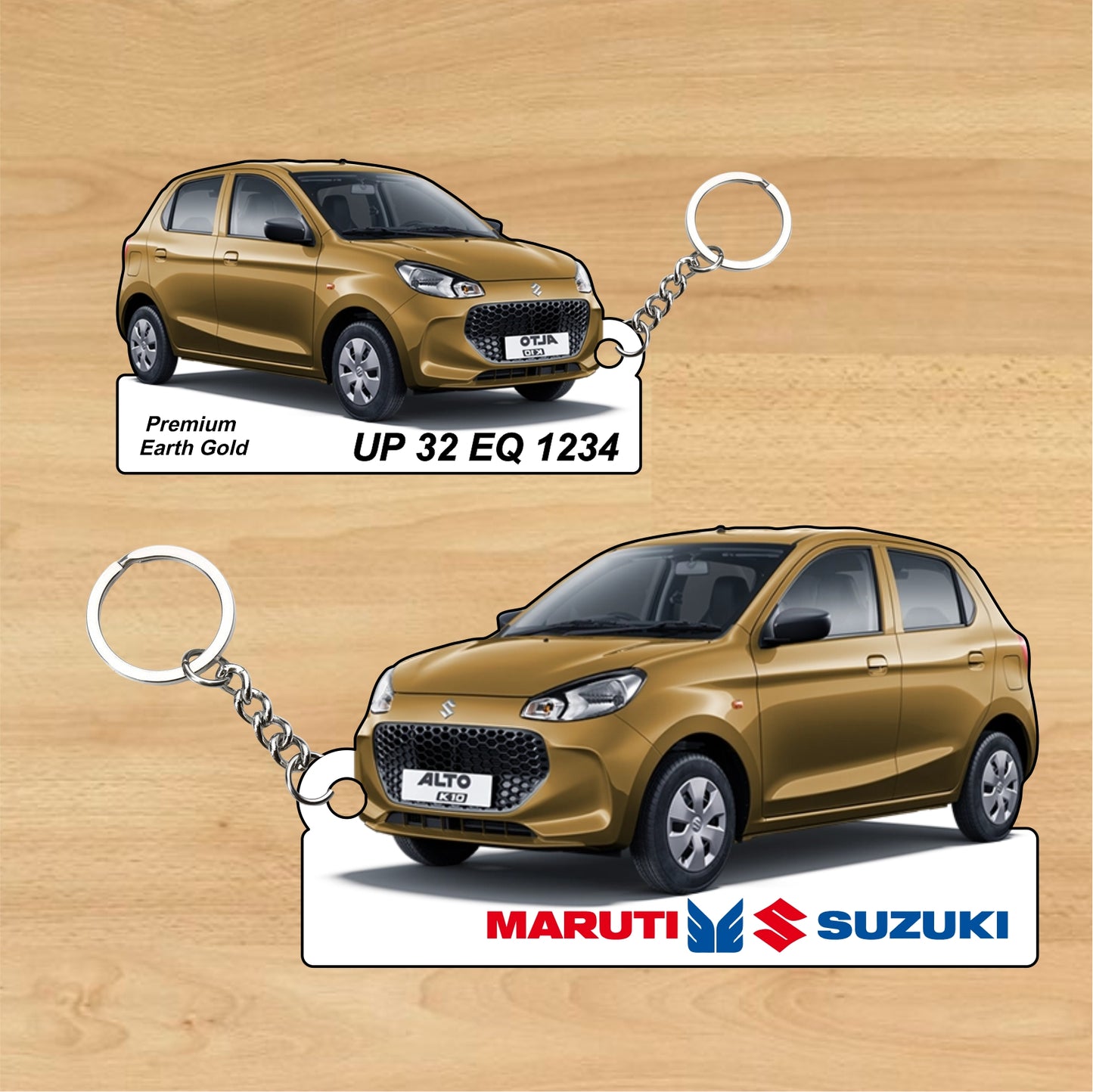 Alto K10 - Personalized Maruti Suzuki Two-Sided Sublimation Keychain