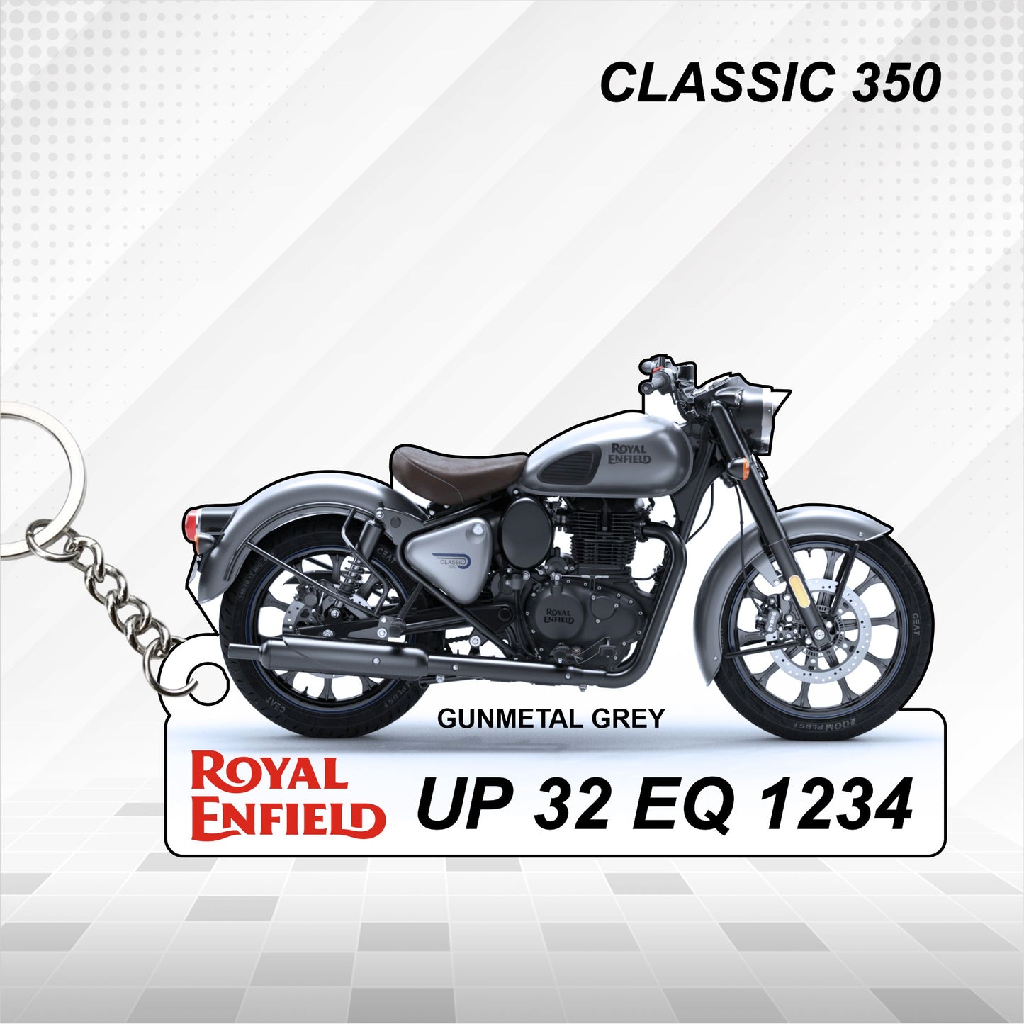Classic 350 - Personalized Royal Enfield Keychain - Wood, Acrylic, Metal Printed