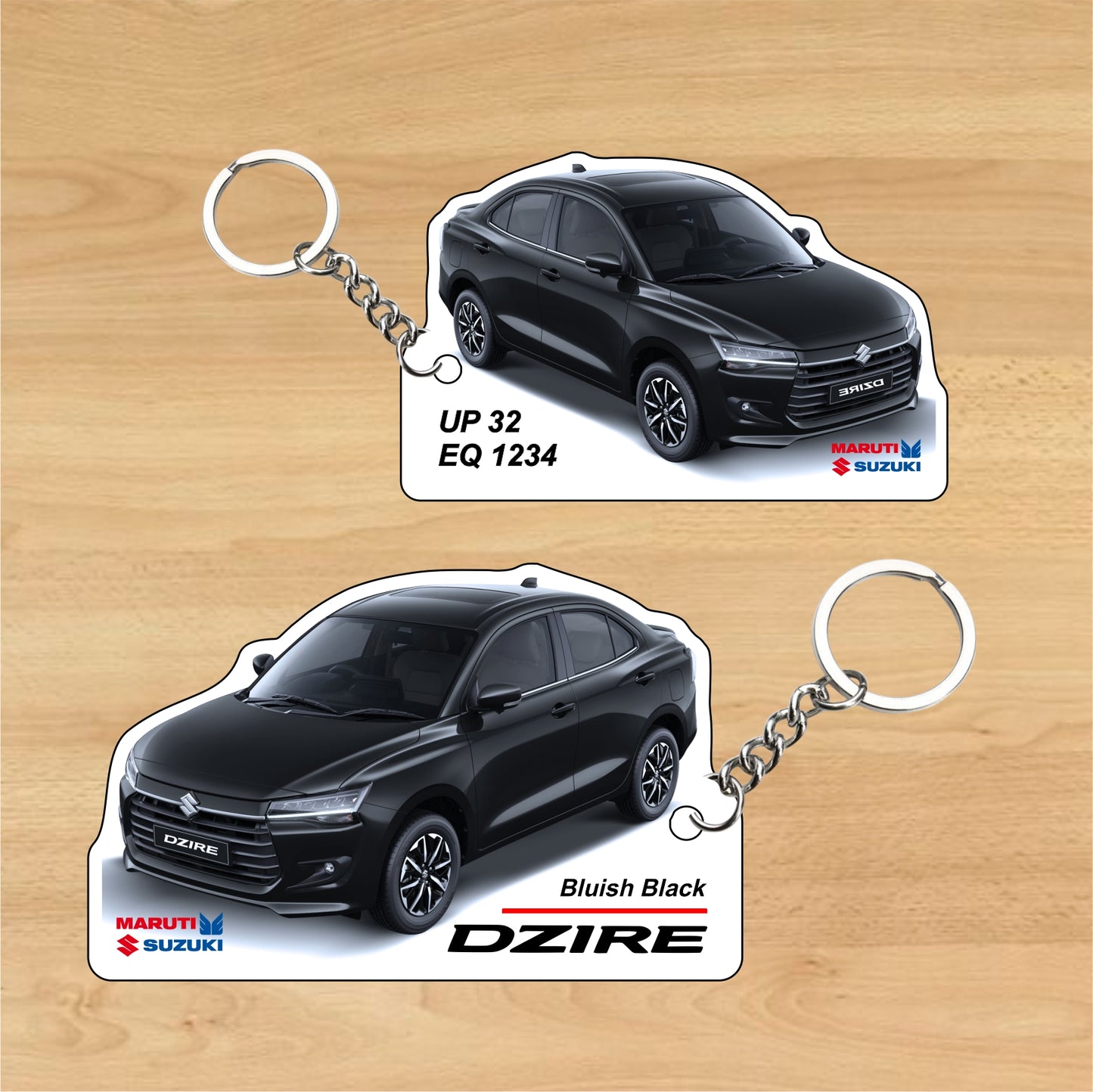 Dzire (2024) - Personalized Maruti Suzuki Keychain - Wood, Acrylic, Metal Printed