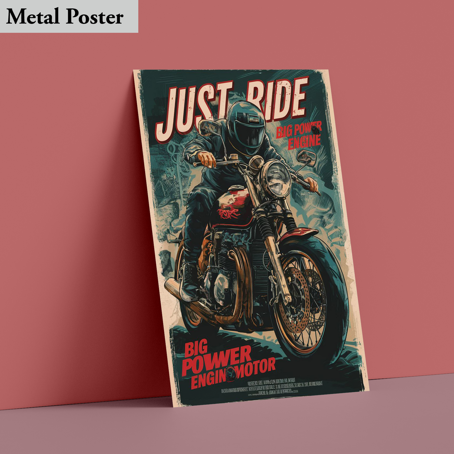 Metal Poster - Bikes -Ride, big power engine motor