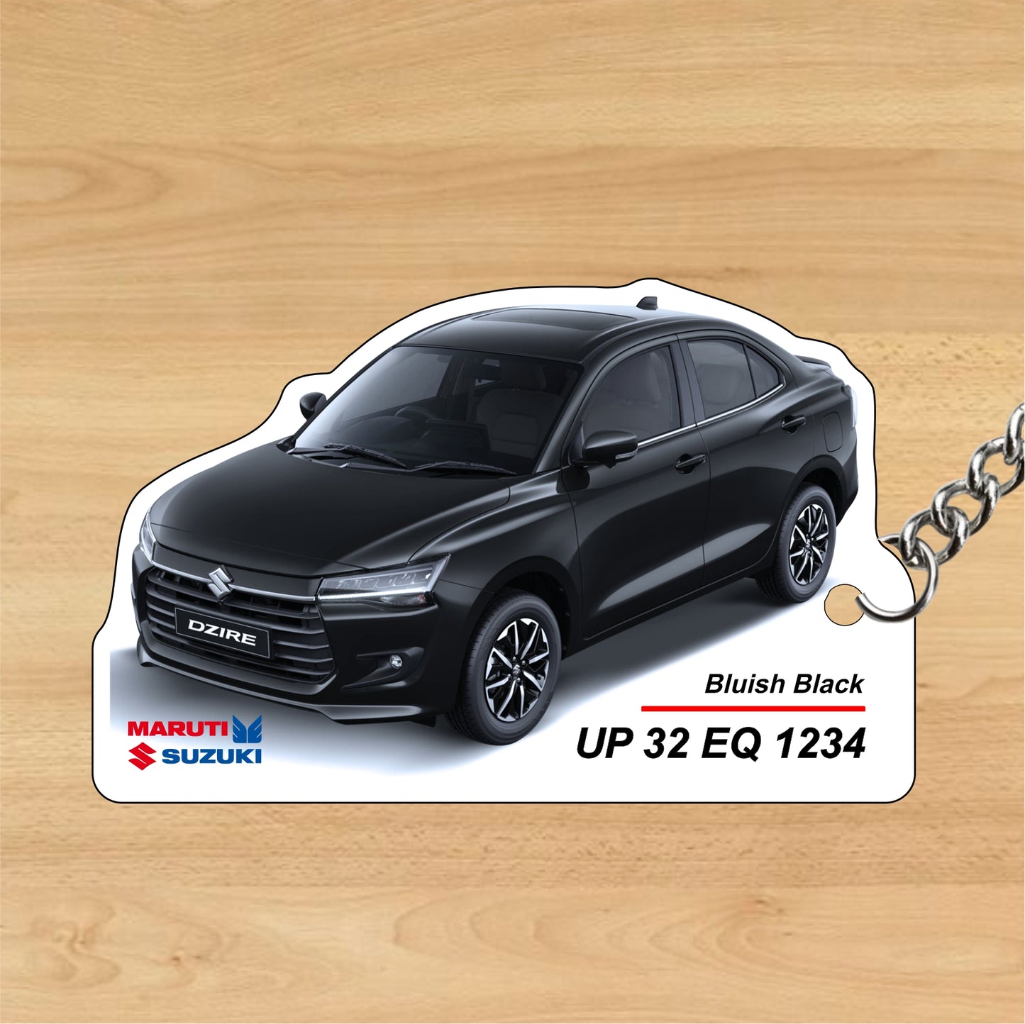 Dzire (2024) - Personalized Maruti Suzuki Keychain - Wood, Acrylic, Metal Printed