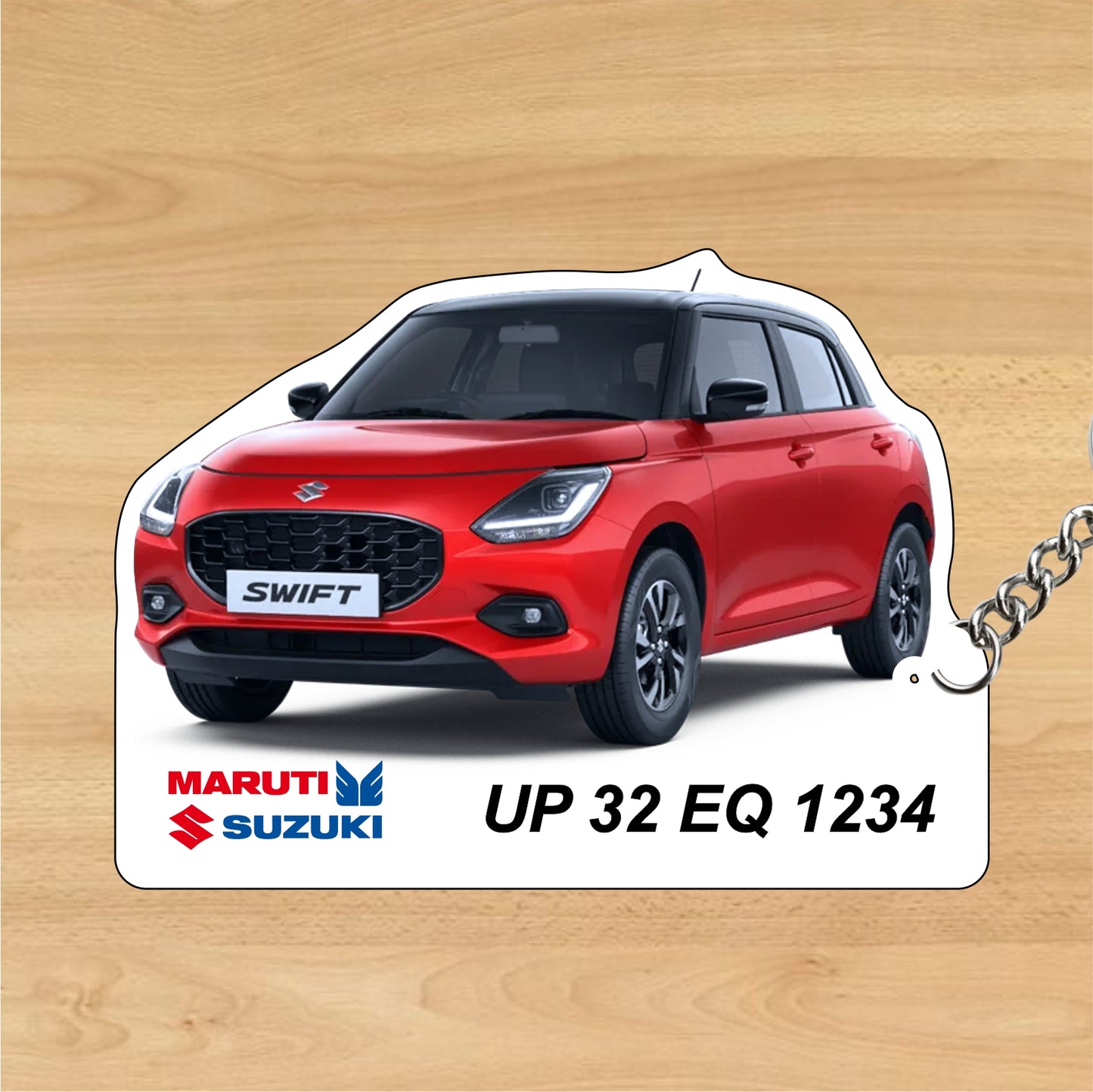 Swift - Personalized Maruti Suzuki Keychain - Wood, Acrylic, Metal Printed