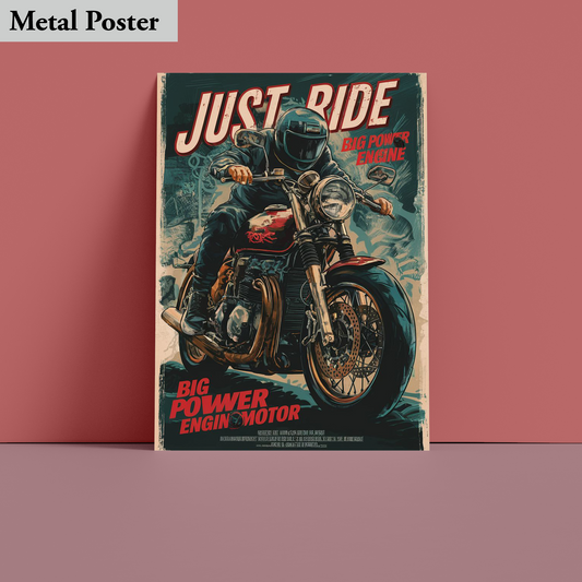 Metal Poster - Bikes -Ride, big power engine motor