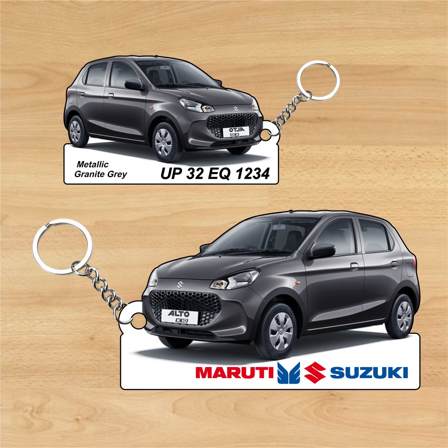 Alto K10 - Personalized Maruti Suzuki Two-Sided Sublimation Keychain