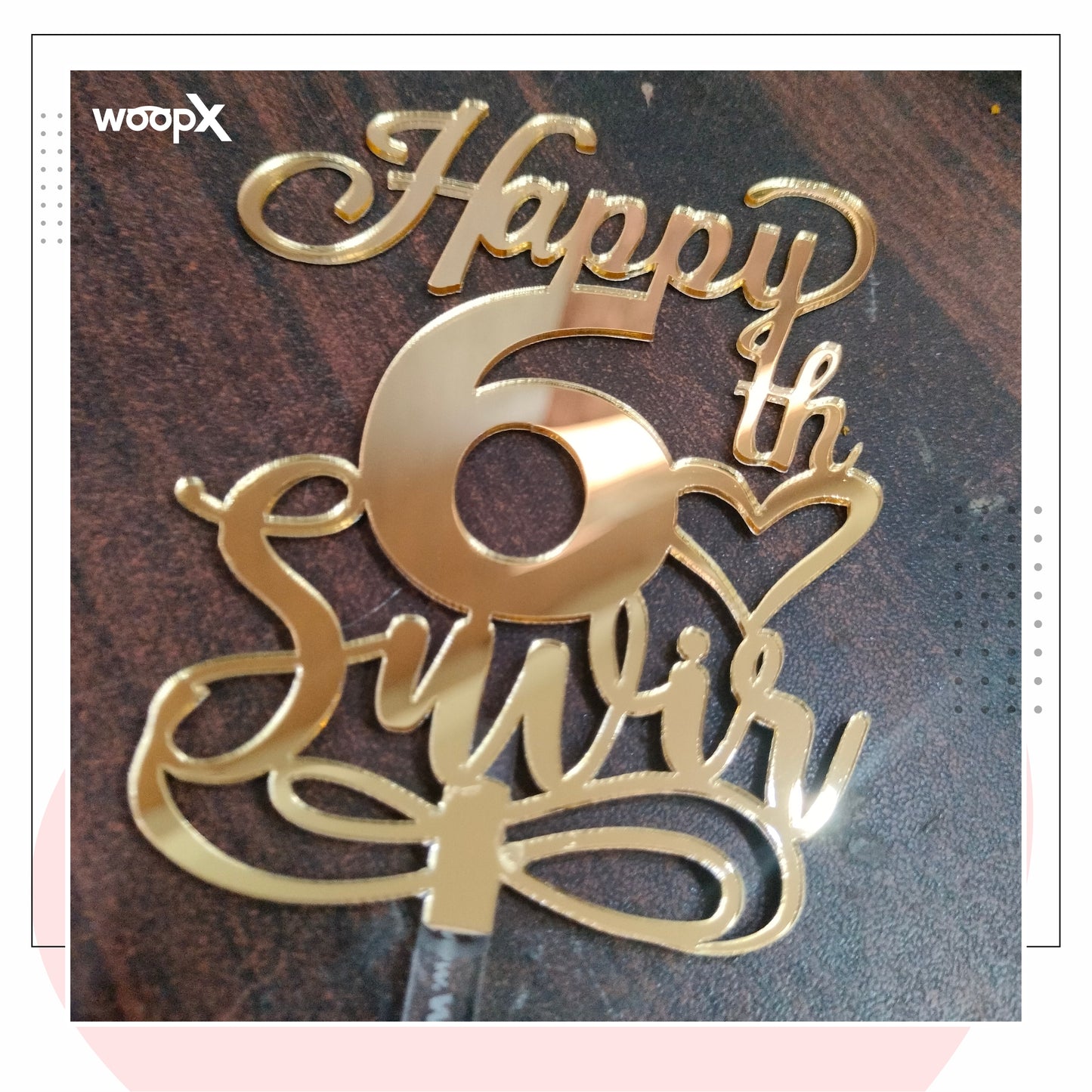 Customized Happy Birthday Acrylic Cake Topper - Gold