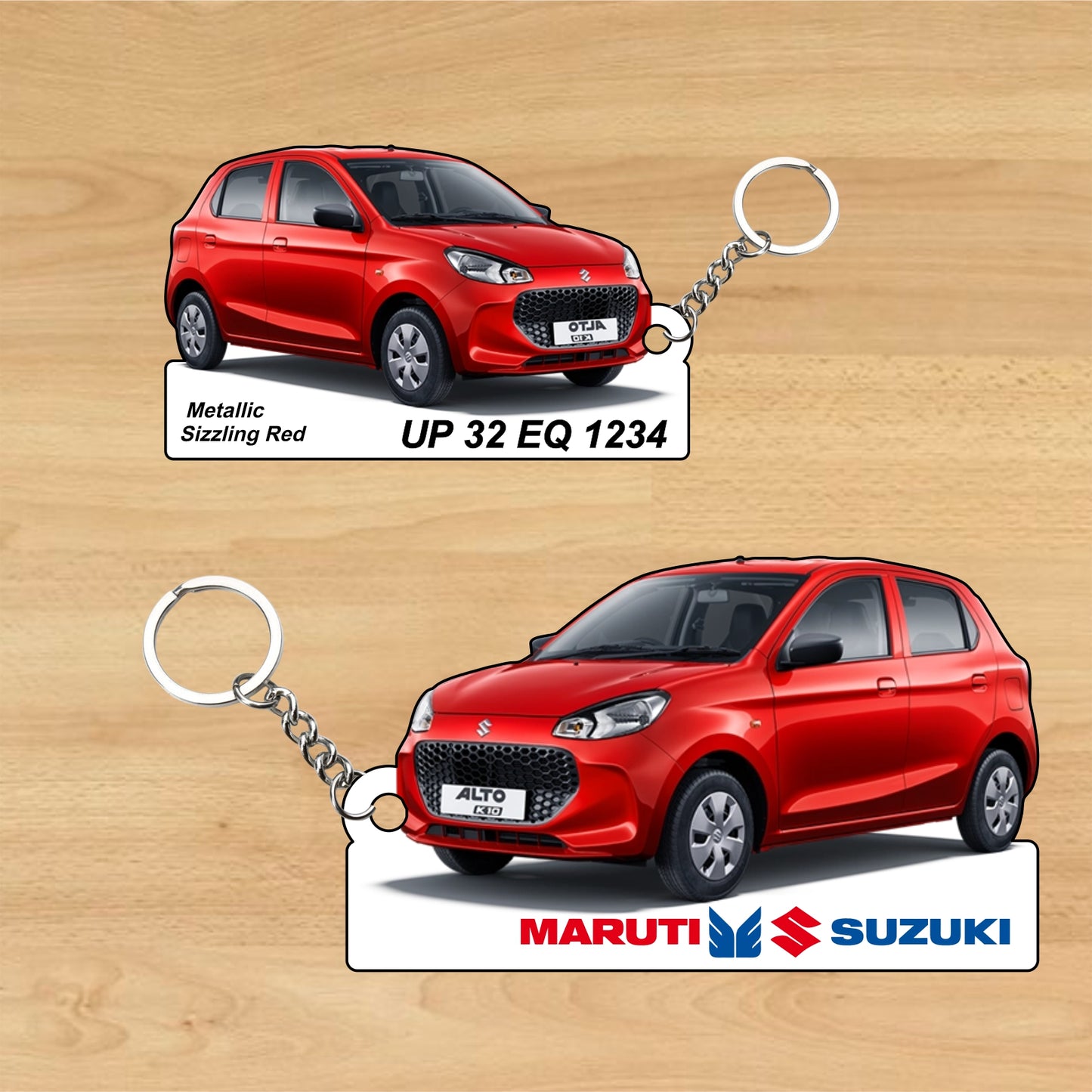 Alto K10 - Personalized Maruti Suzuki Two-Sided Sublimation Keychain