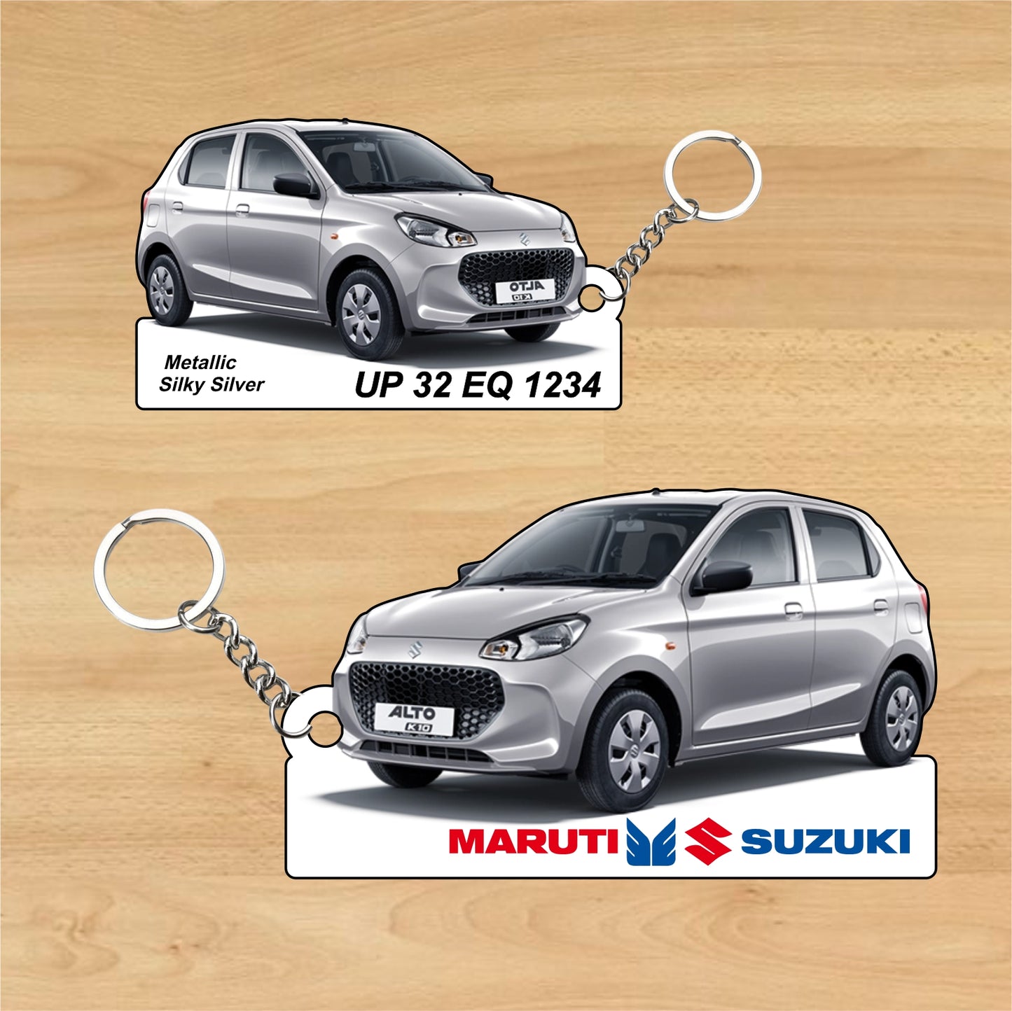 Alto K10 - Personalized Maruti Suzuki Two-Sided Sublimation Keychain