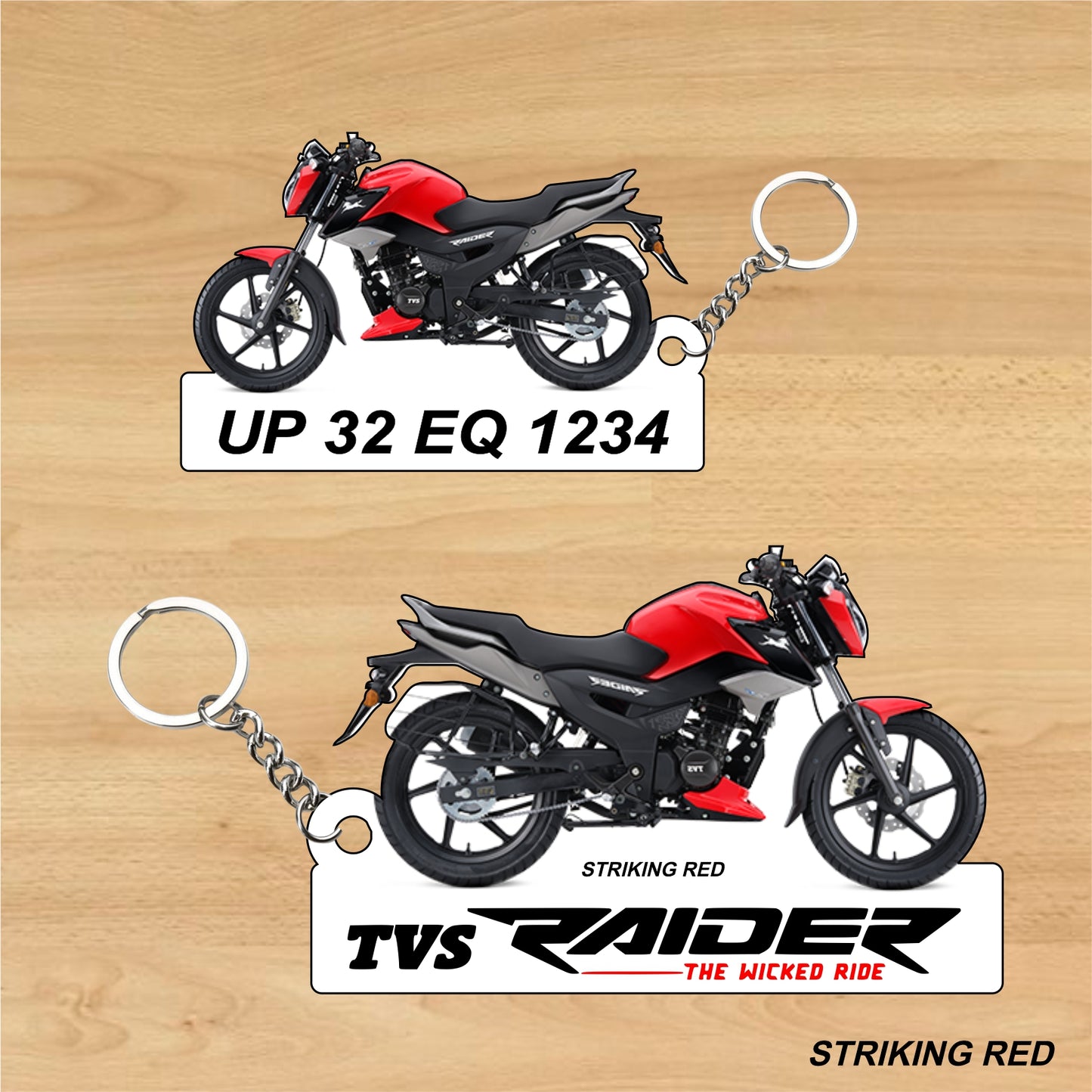 TVS Raider 125 CC - Personalized Two-Sided Sublimation Keychain