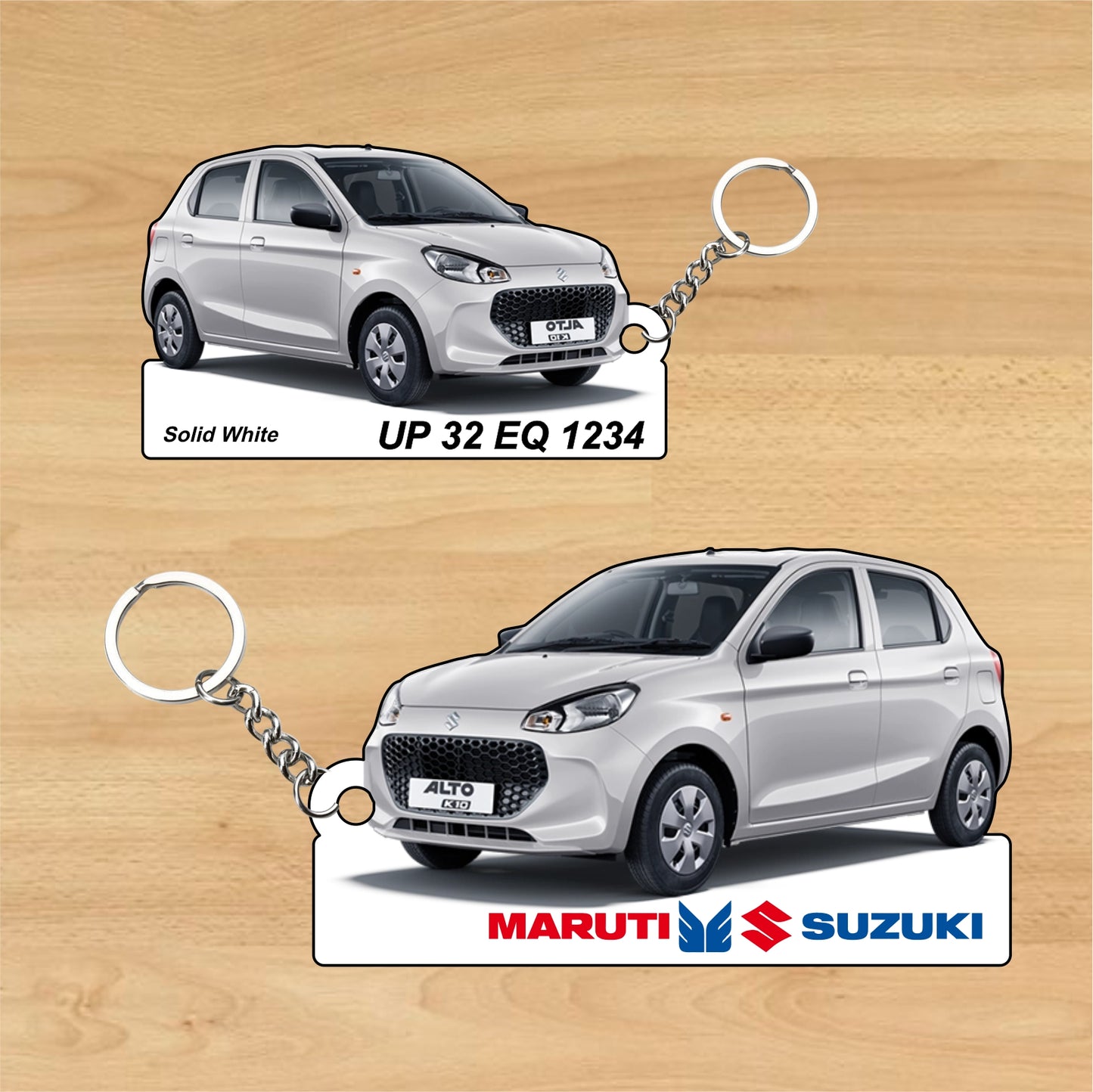 Alto K10 - Personalized Maruti Suzuki Two-Sided Sublimation Keychain