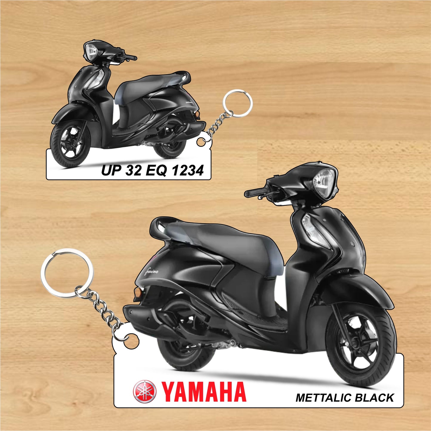Fascino 125 Fi Hybrid - Personalized Yamaha Two-Sided Sublimation Keychain