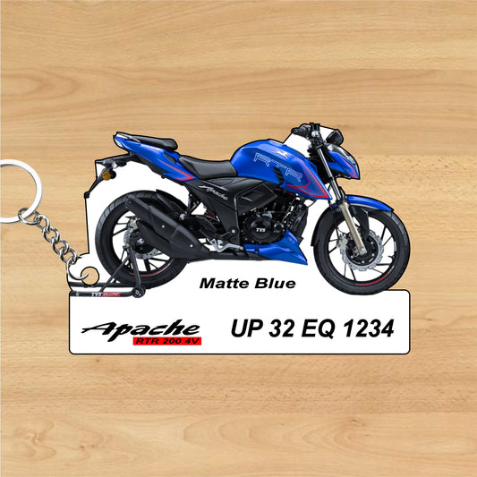 Apache RTR 200 4v - Personalized TVS Keychain - Wood, Acrylic, Metal Printed