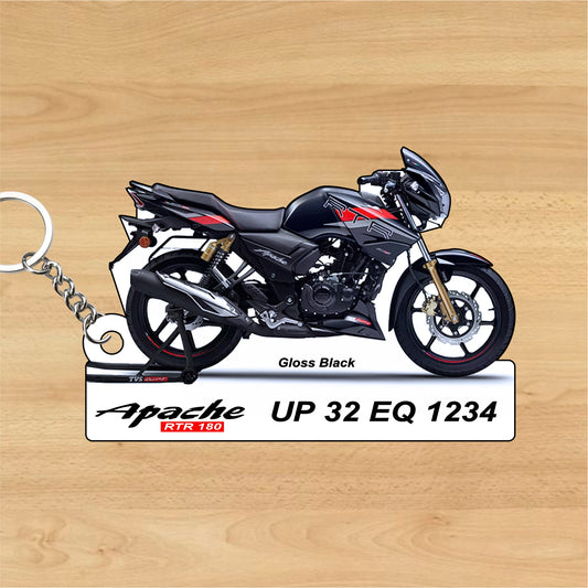 Apache RTR 180 - Personalized TVS Keychain - Wood, Acrylic, Metal Printed