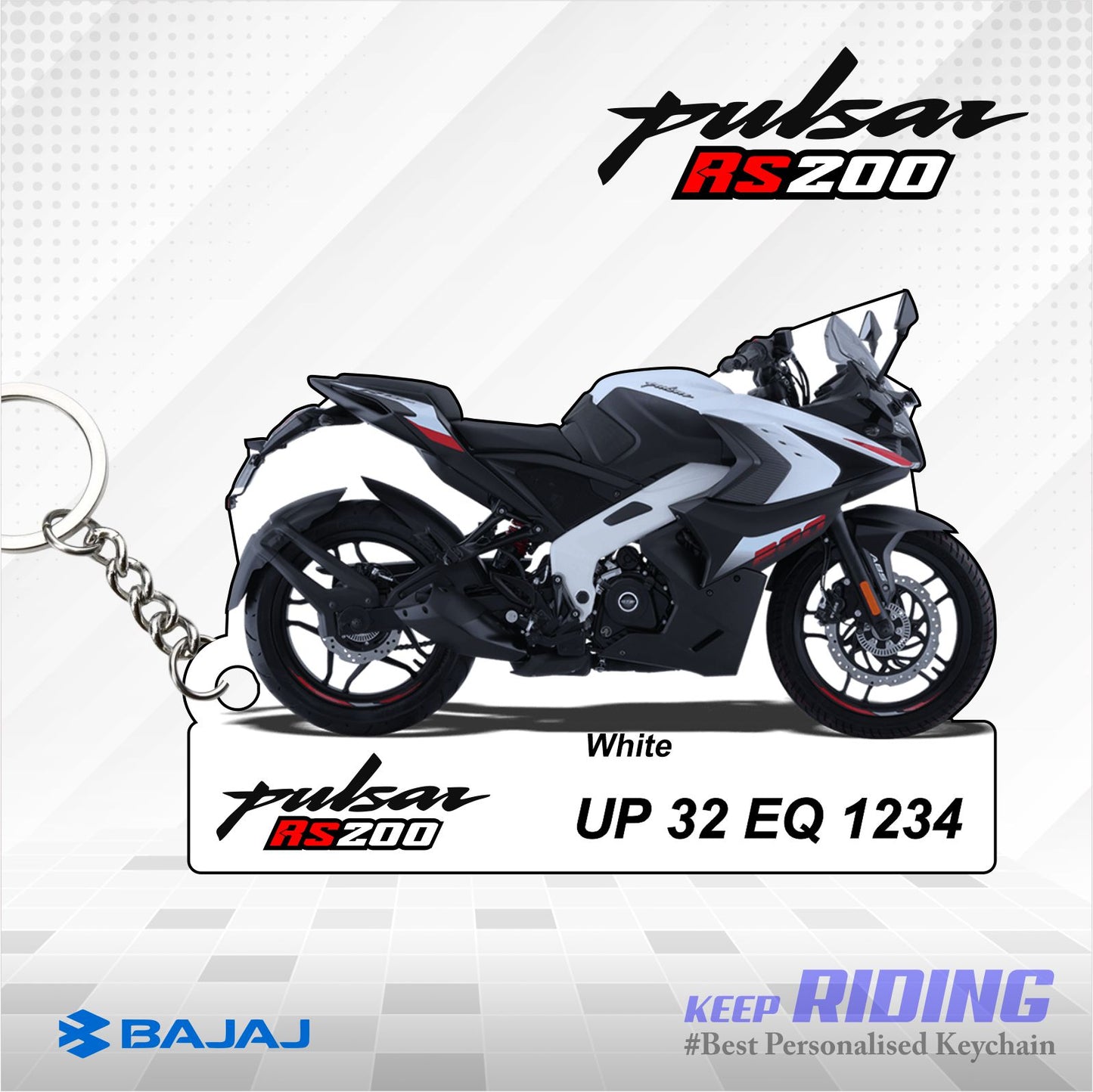 Pulsar RS 200 - Personalized Bajaj Keychain - Wood, Acrylic, Metal Printed
