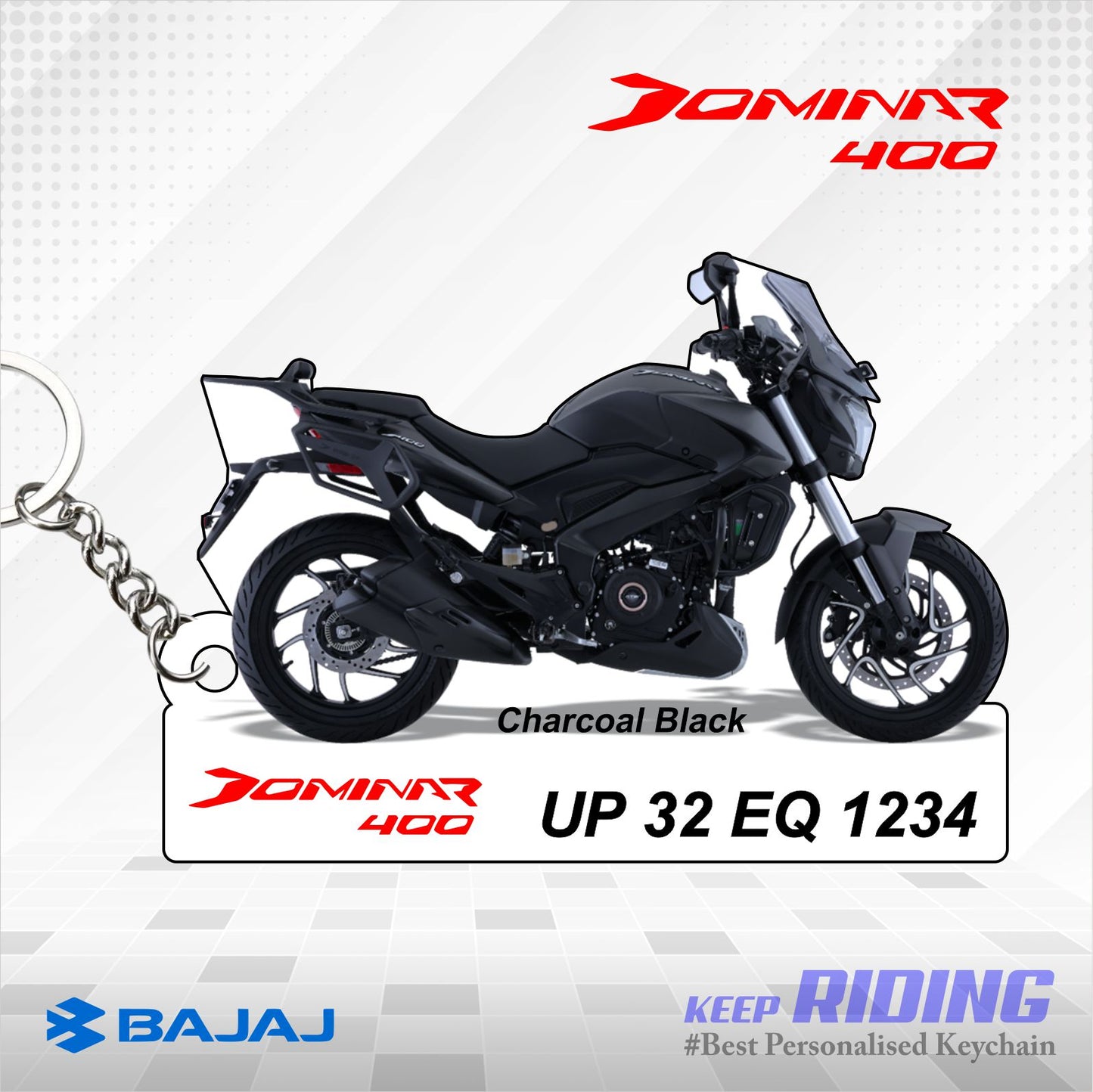 Dominar 400 - Personalized Bajaj Keychain - Wood, Acrylic, Metal Printed