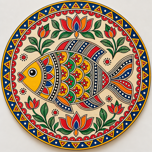 Madhubani Fish Engraved MDF Wall Art - DIY - Pre-Marked MDF